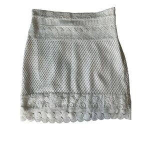 Bebe White Lasercut A Line Skirt‎ Size 6 NWT